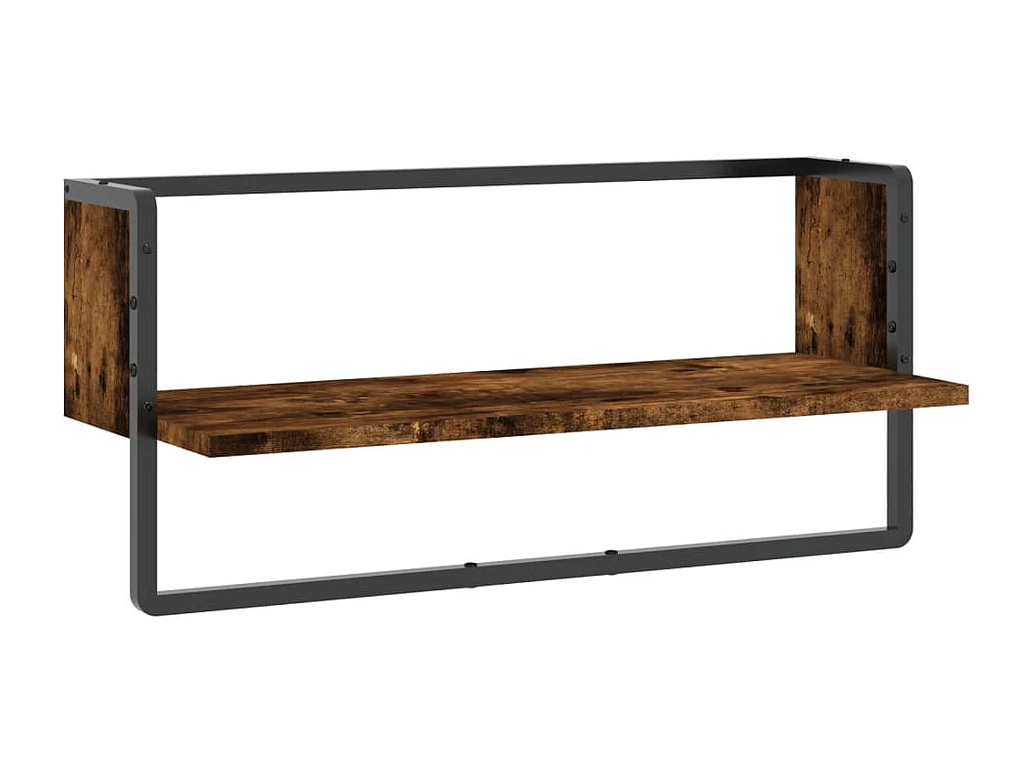 Wandregal mit Stange Räuchereiche 65x25x30 cm