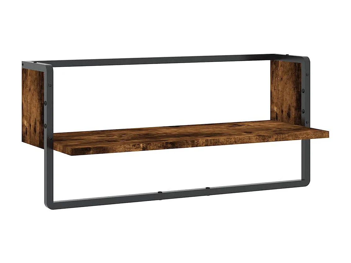 Wandschap met stang 65x25x30 cm gerookt eikenkleurig