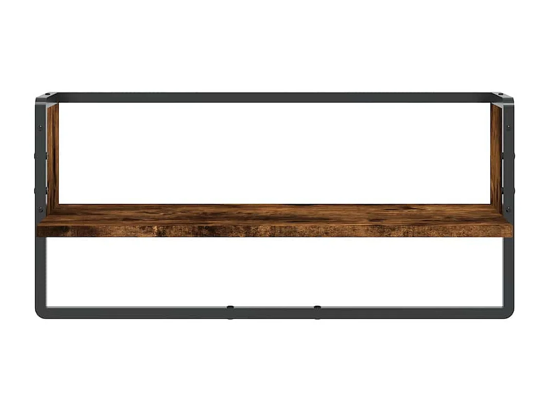 Wandschap met stang 65x25x30 cm gerookt eikenkleurig