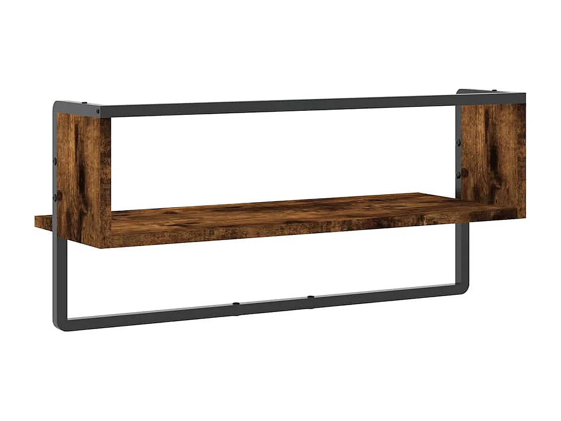 Wandschap met stang 65x25x30 cm gerookt eikenkleurig