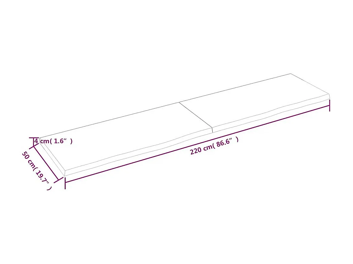 Prateleira de parede 220x50x(2-4) cm carvalho tratado castanho
