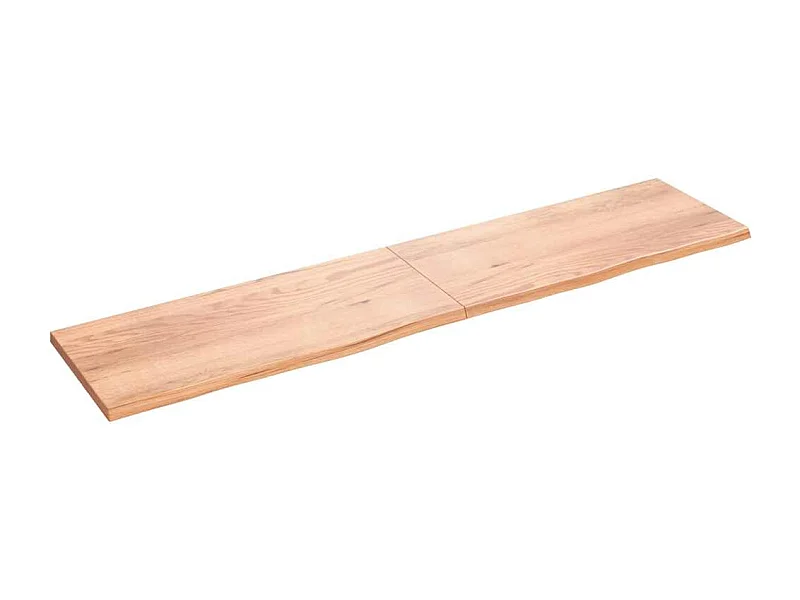 Wandschap 220x50x(2-4)cm behandeld massief eikenhout lichtbruin