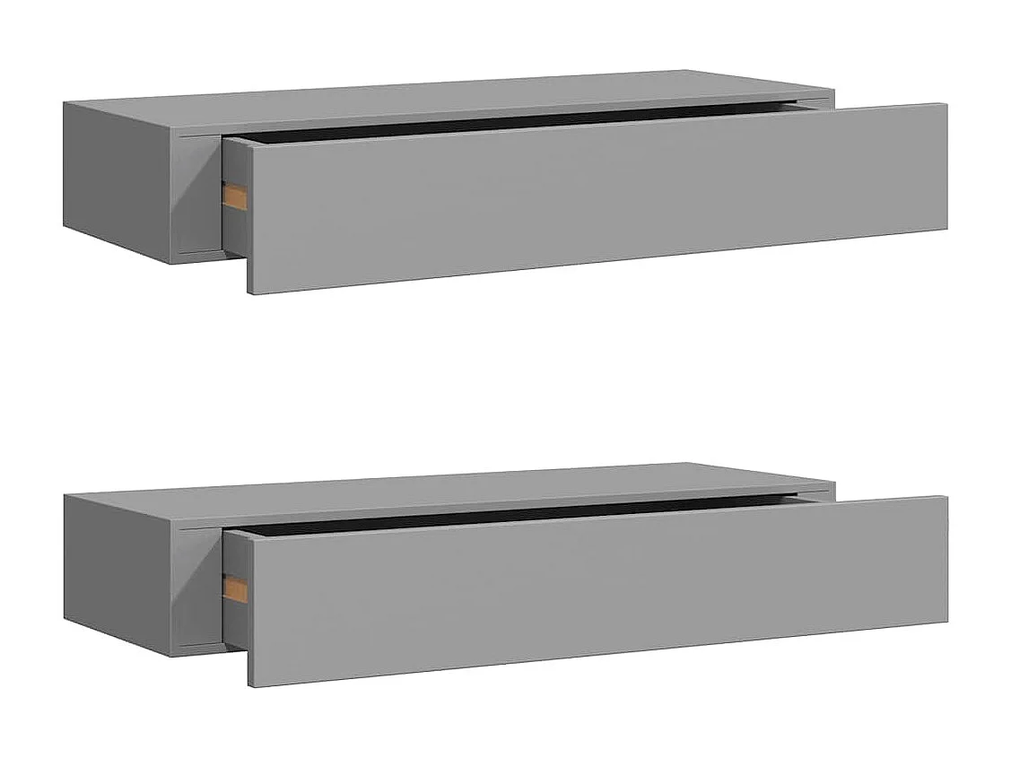 Étagères à tiroirs murales 2 pcs gris 60x23,5x10 cm MDF