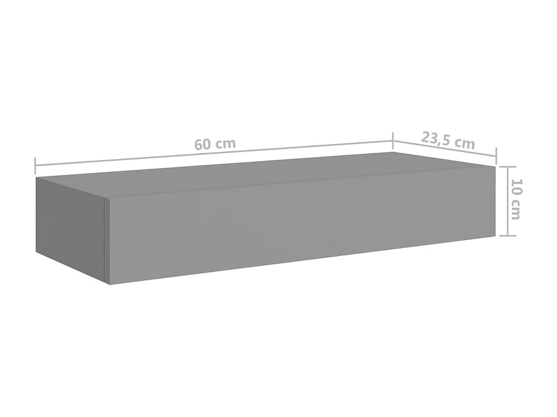 Étagères à tiroirs murales 2 pcs gris 60x23,5x10 cm MDF