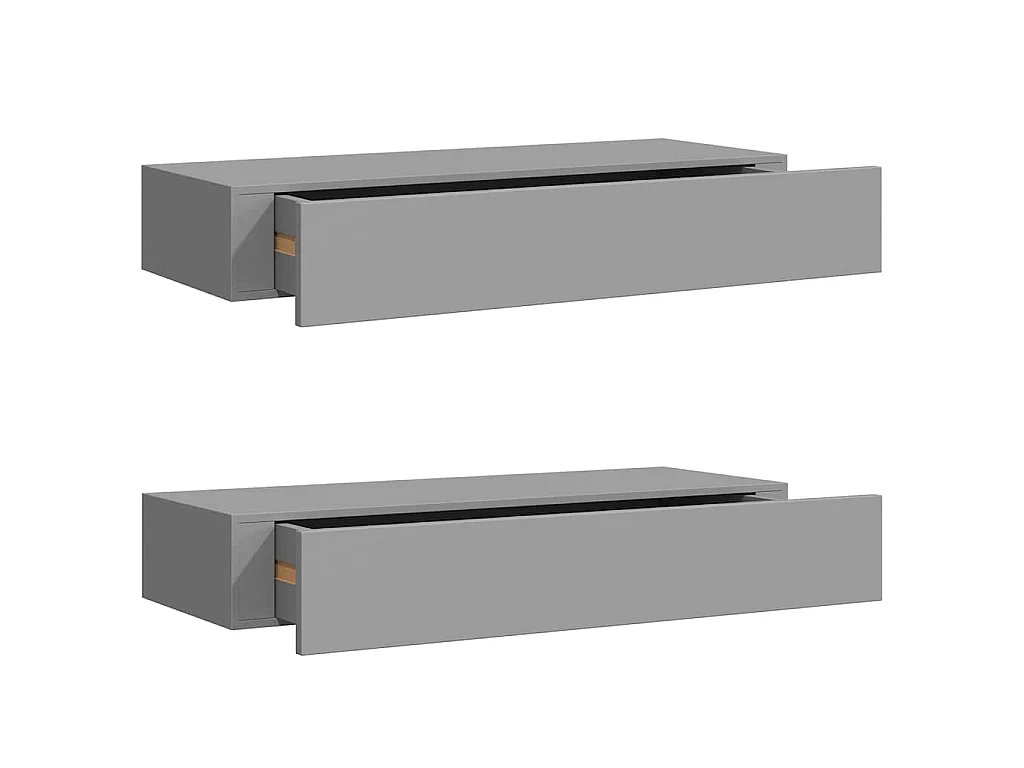 Wandregale mit Schubladen 2 Stk. Grau 60x23,5x10 cm MDF