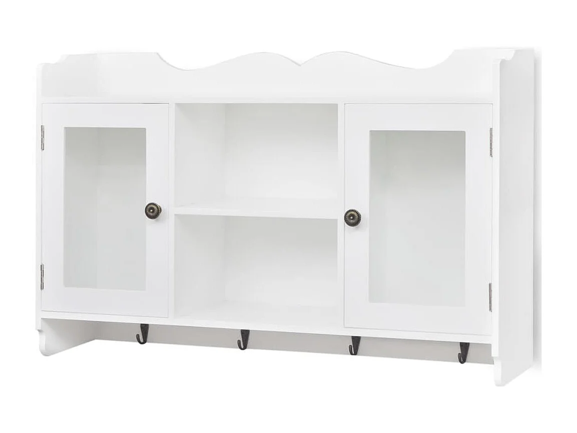 Vitrine murale avec étagère de Livre / DVD / Verre en MDF Blanc