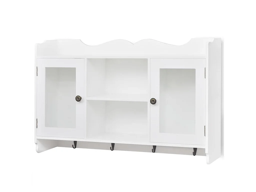 Vitrine murale avec étagère de Livre / DVD / Verre en MDF Blanc
