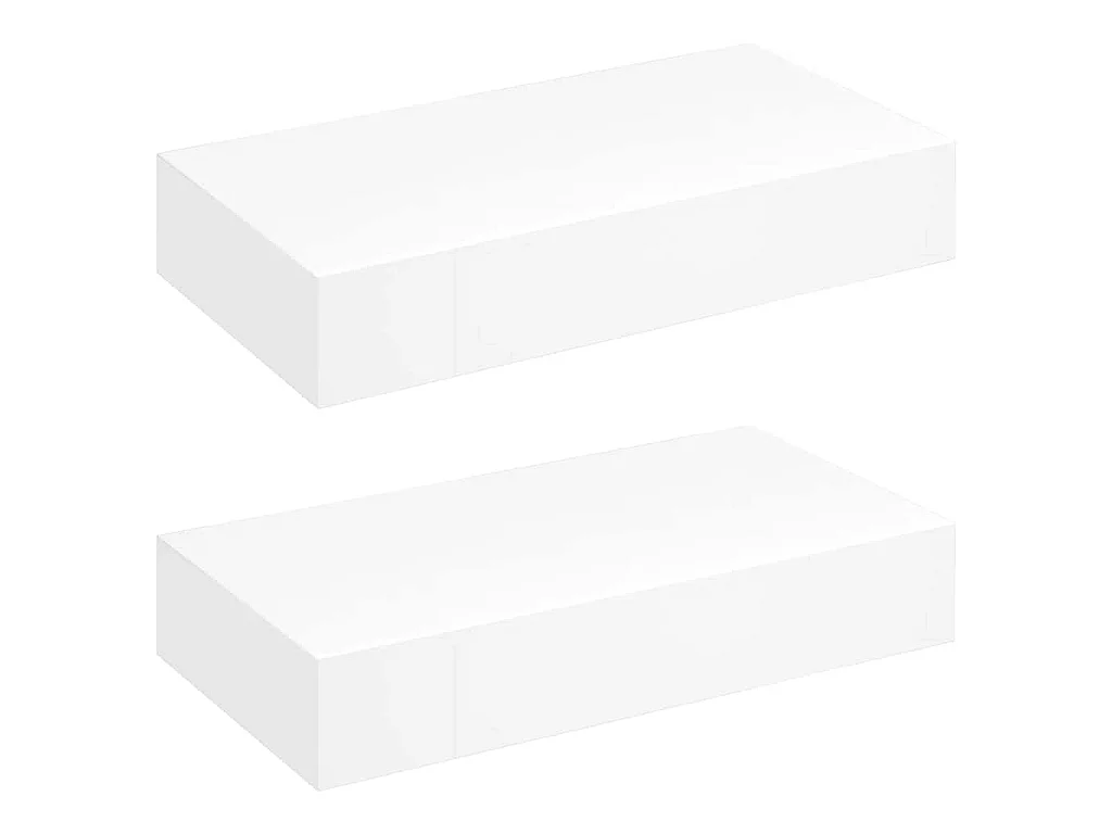 Étagères murales avec tiroirs 2 pcs Blanc 48 cm