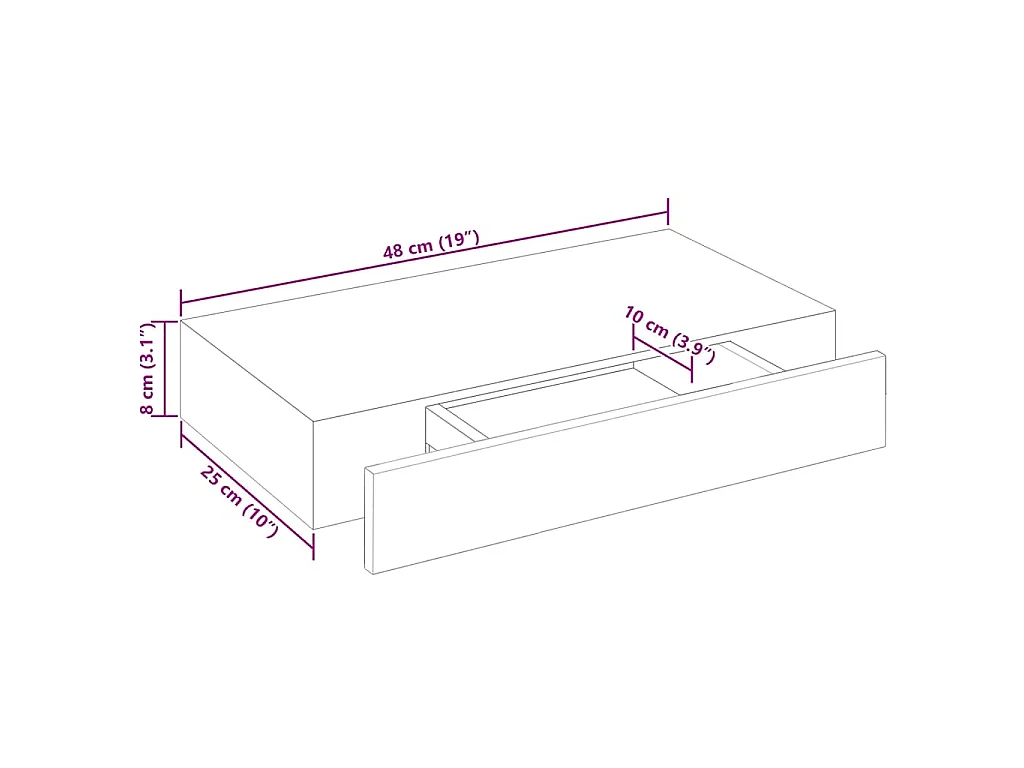 Étagères murales avec tiroirs 2 pcs Blanc 48 cm