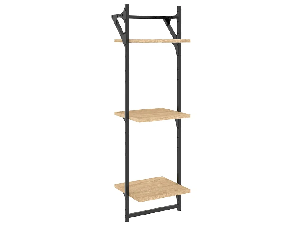 Ensemble d'étagères murales avec barres 6 pcs chêne sonoma