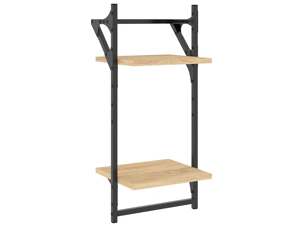 Ensemble d'étagères murales avec barres 6 pcs chêne sonoma