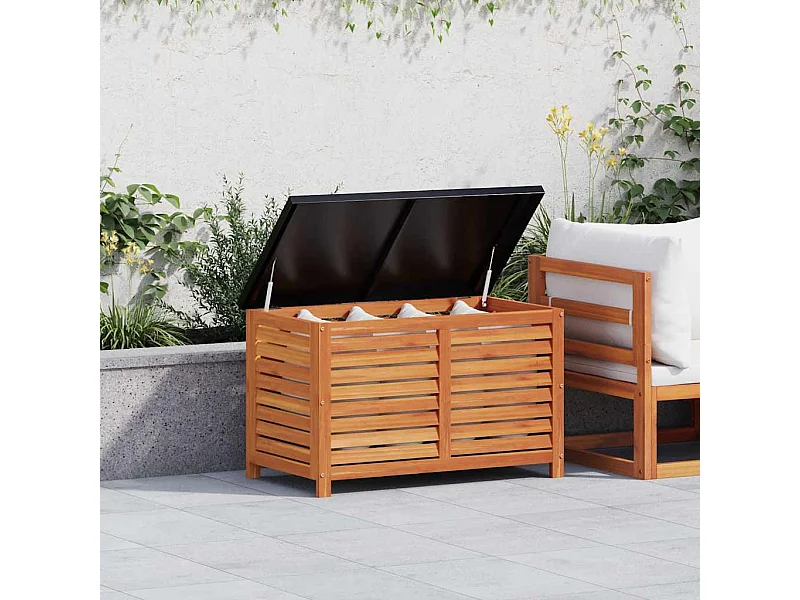 Caja de almacenaje de jardín madera maciza eucalipto 90x48x55cm