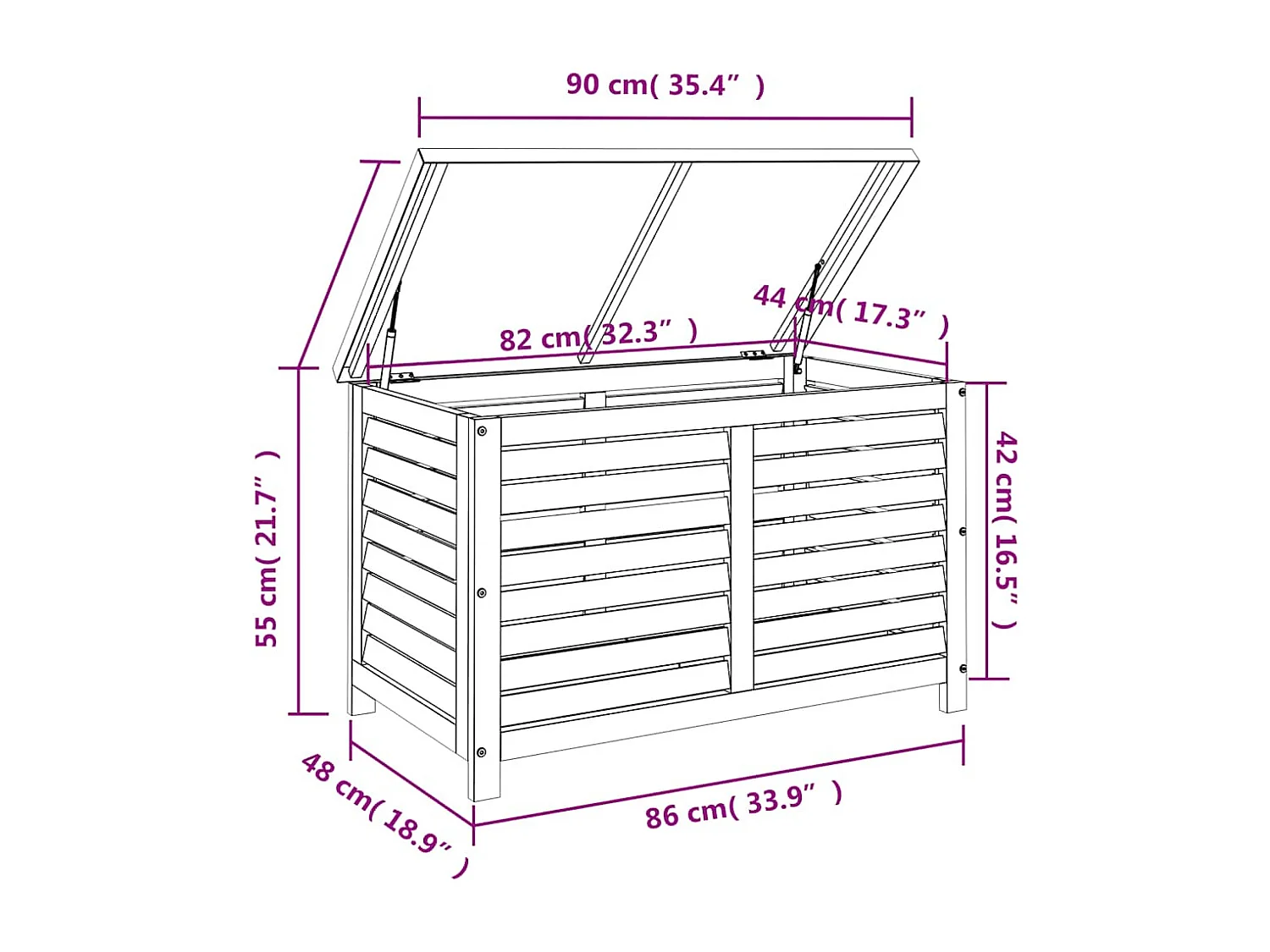 Tuinbox 90x48x55 cm massief eucalyptushout