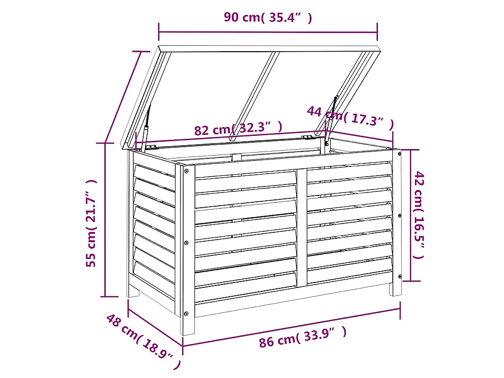 Gartenbox 90x48x55 cm Massivholz Eukalyptus