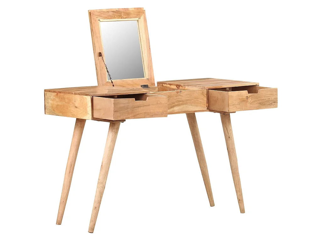Mesa tocador con espejo madera acacia maciza 112x45x76 cm