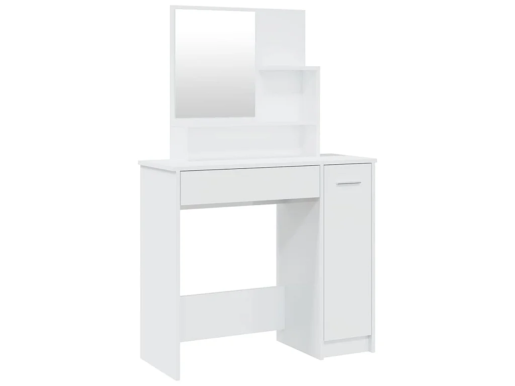 Coiffeuse avec miroir blanc brillant 86,5x35x136 cm