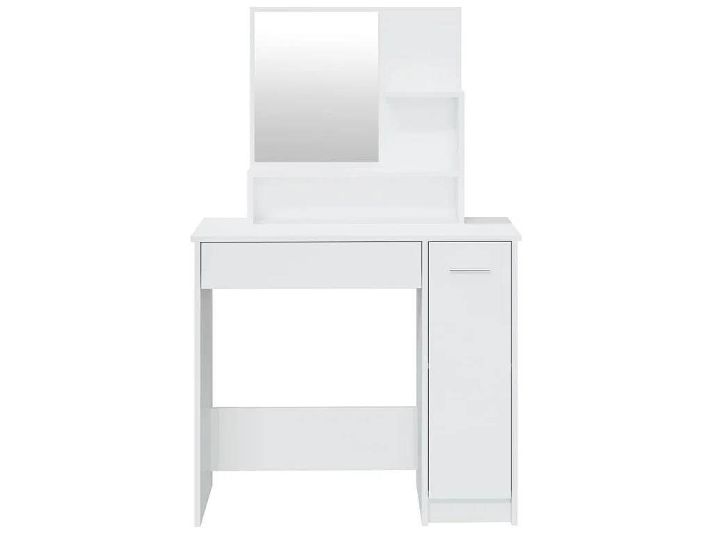 Coiffeuse avec miroir blanc brillant 86,5x35x136 cm