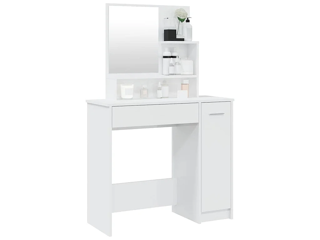 Kaptafel met spiegel 86,5x35x136 cm hoogglans wit