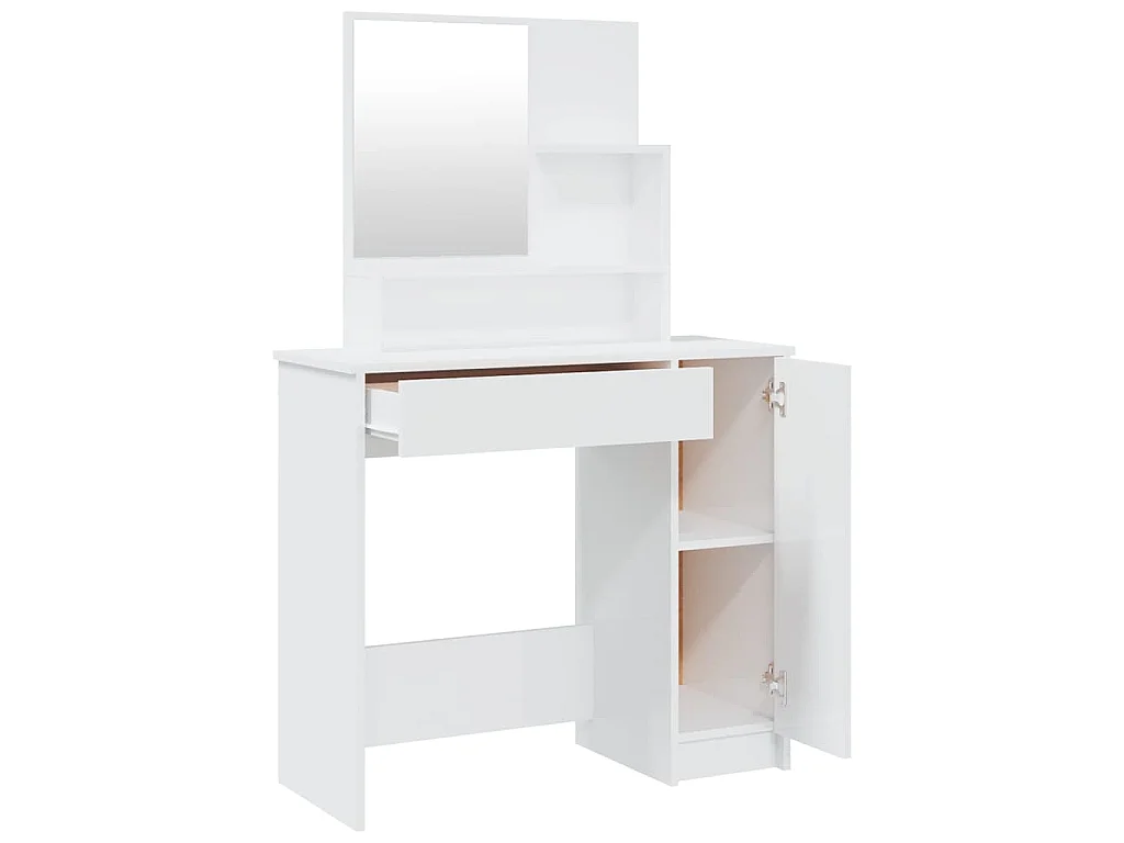 Kaptafel met spiegel 86,5x35x136 cm hoogglans wit