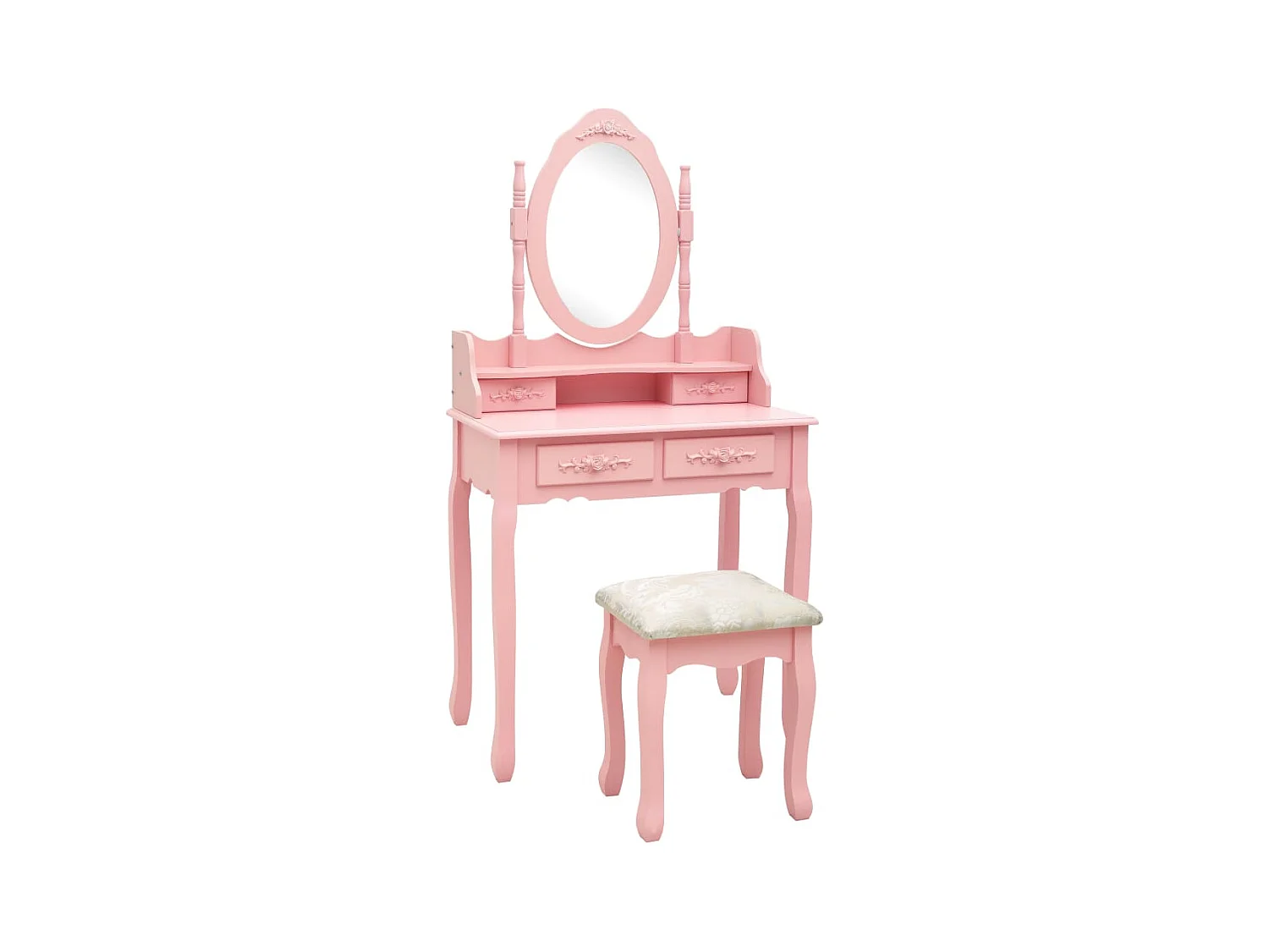 Ensemble de coiffeuse avec tabouret Rose 75x69x140 cm Paulownia