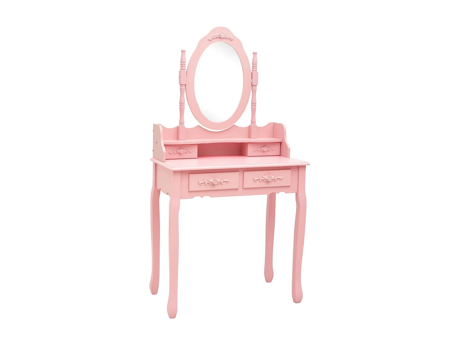 Schminktisch-Set mit Hocker Rosa 75x69x140 cm Paulownia-Holz