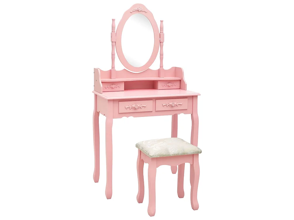 Ensemble de coiffeuse avec tabouret Rose 75x69x140 cm Paulownia