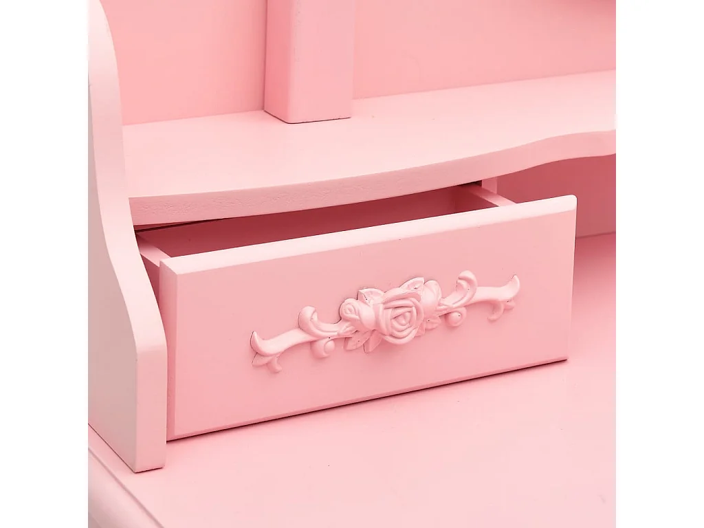 Ensemble de coiffeuse avec tabouret Rose 75x69x140 cm Paulownia