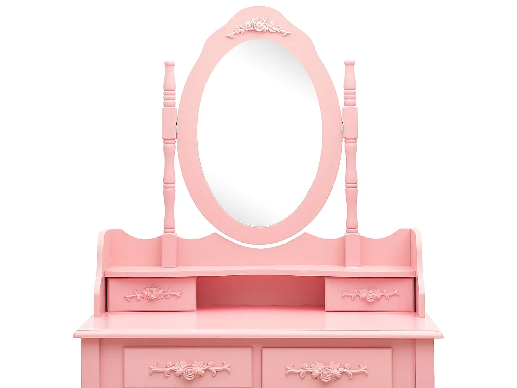 Conj. toucador com banco 75x69x140 cm madeira paulownia rosa