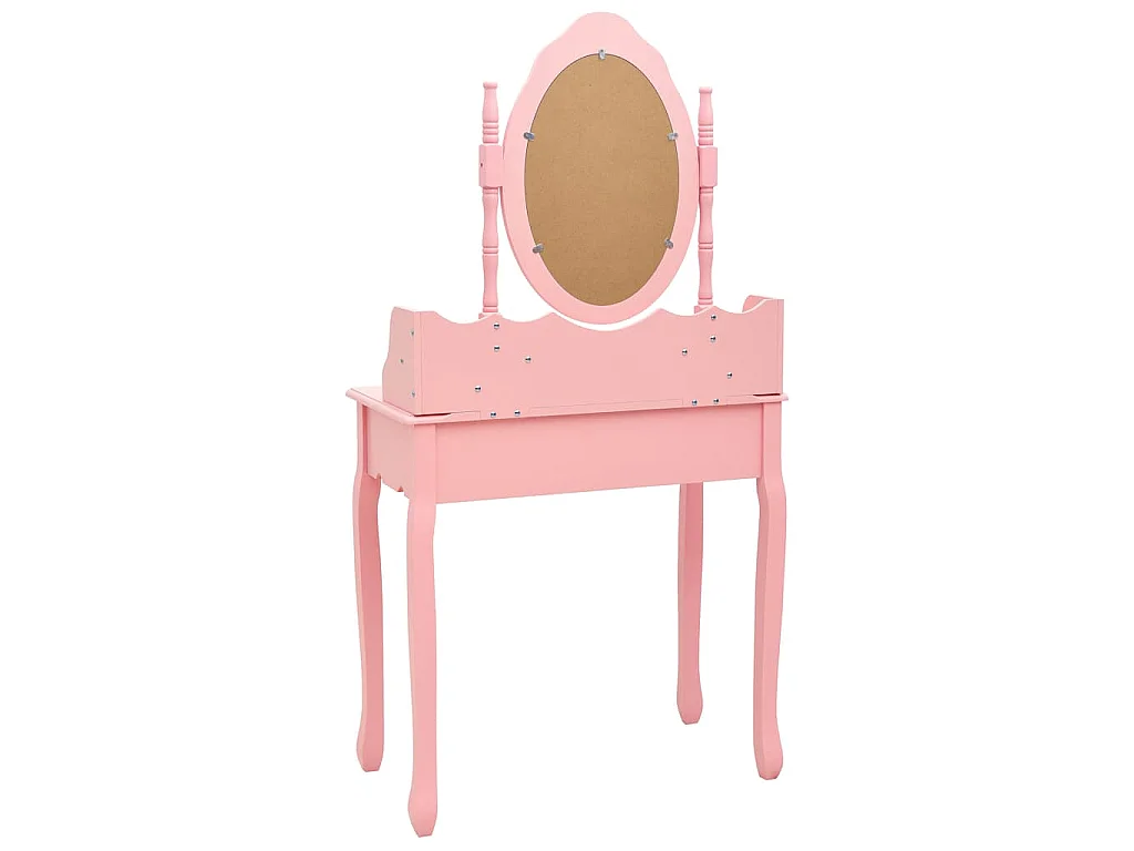 Conj. toucador com banco 75x69x140 cm madeira paulownia rosa