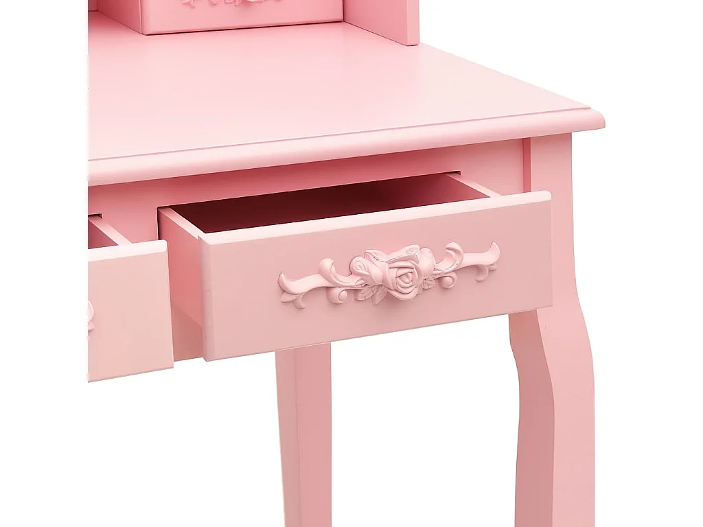 Conj. toucador com banco 75x69x140 cm madeira paulownia rosa