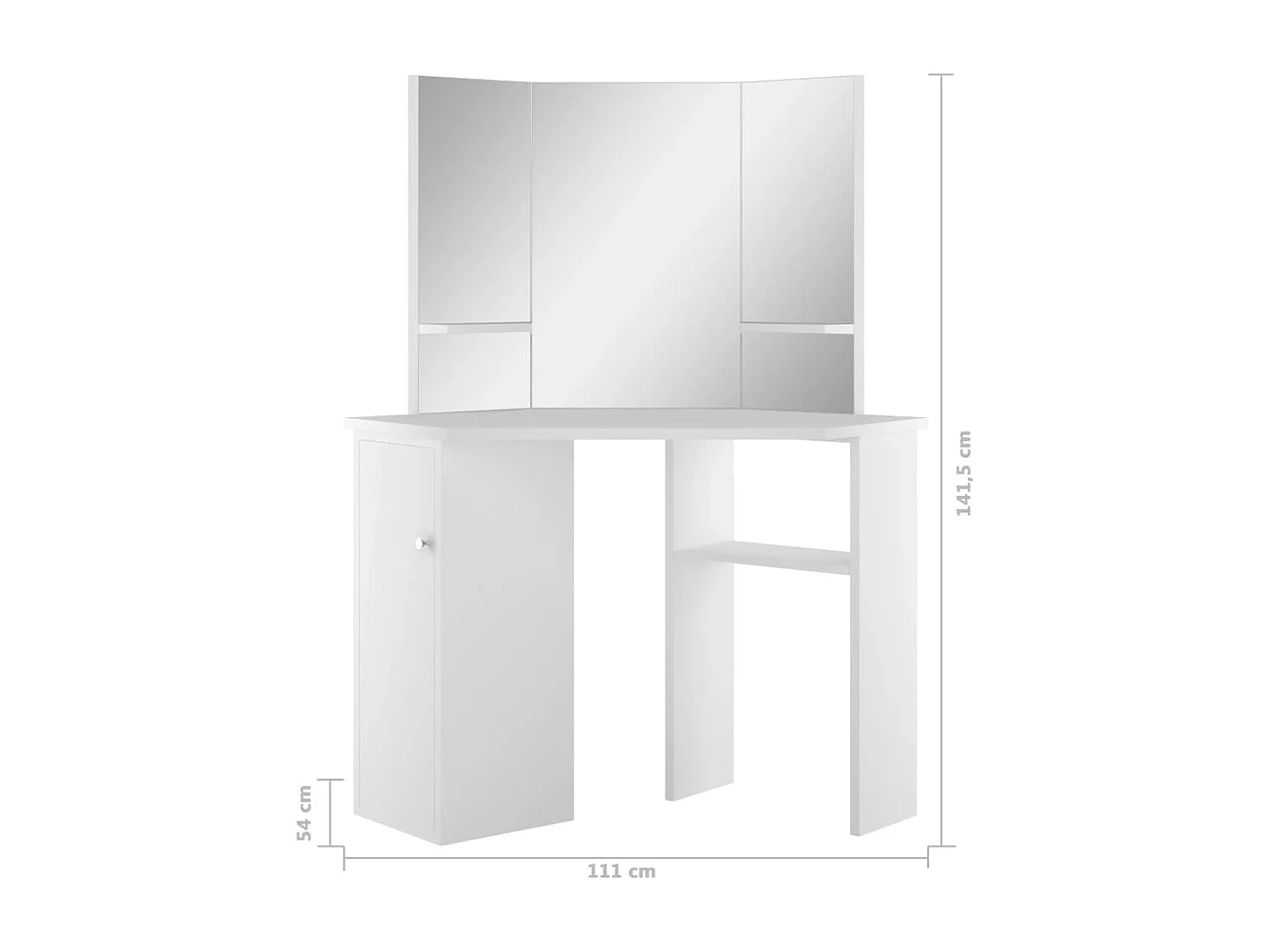 Kaptafel hoekmodel wit
