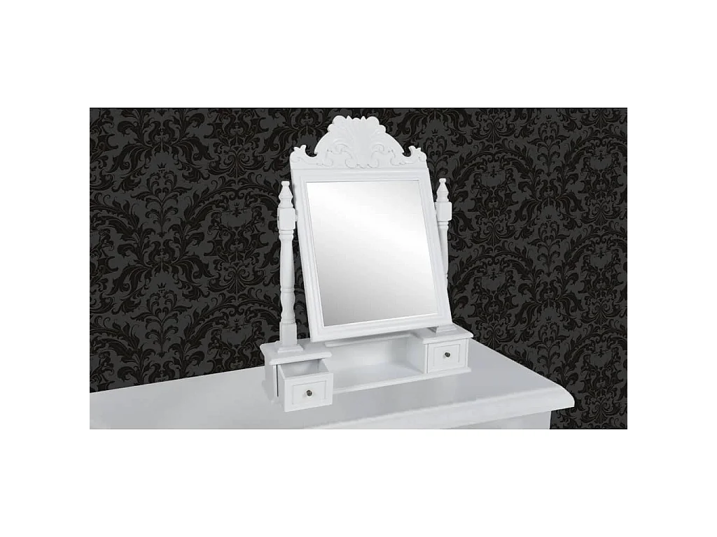Coiffeuse avec miroir pivotant rectangulaire MDF
