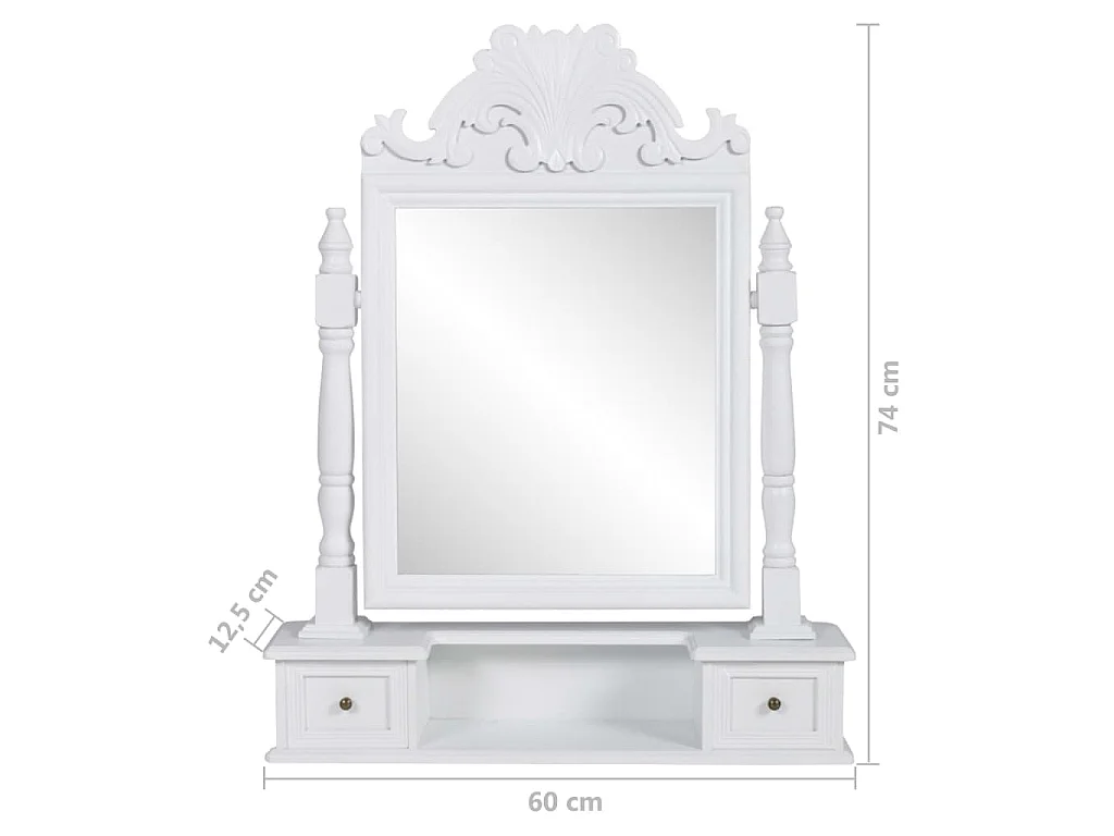 Coiffeuse avec miroir pivotant rectangulaire MDF