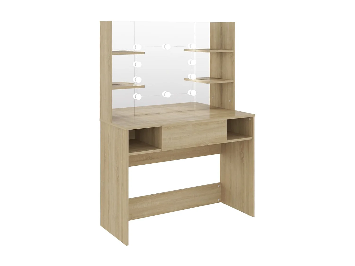 Schminktisch mit LED-Beleuchtung 100x40x135 cm MDF Eiche-Optik