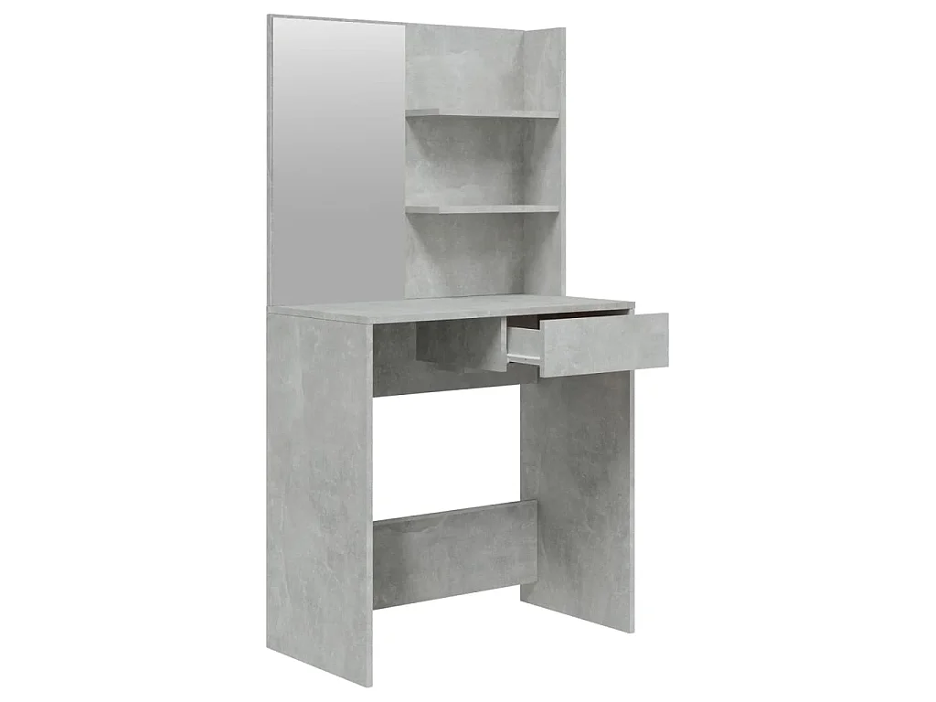 Tocador con espejo color gris hormigón 74,5x40x141 cm