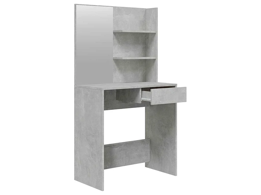 Tocador con espejo color gris hormigón 74,5x40x141 cm