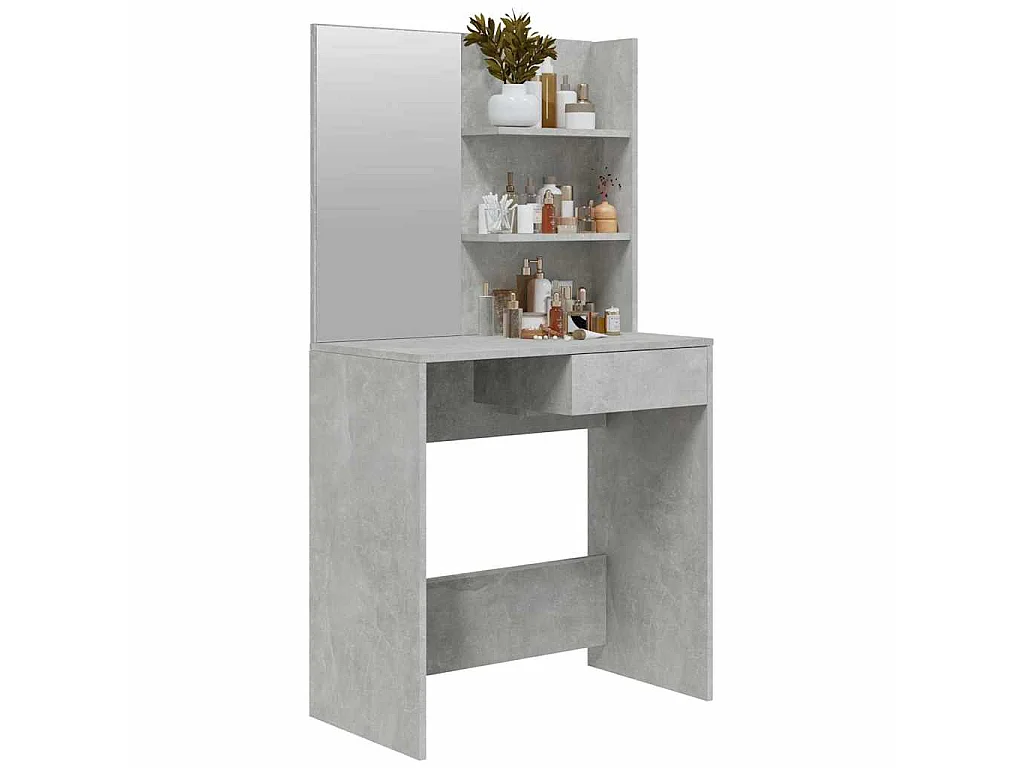 Tocador con espejo color gris hormigón 74,5x40x141 cm
