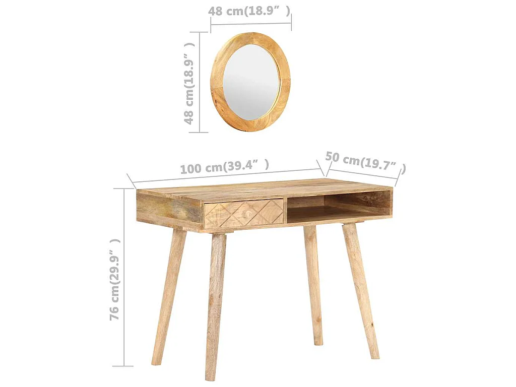 Kaptafel 100x50x76 cm massief mangohout