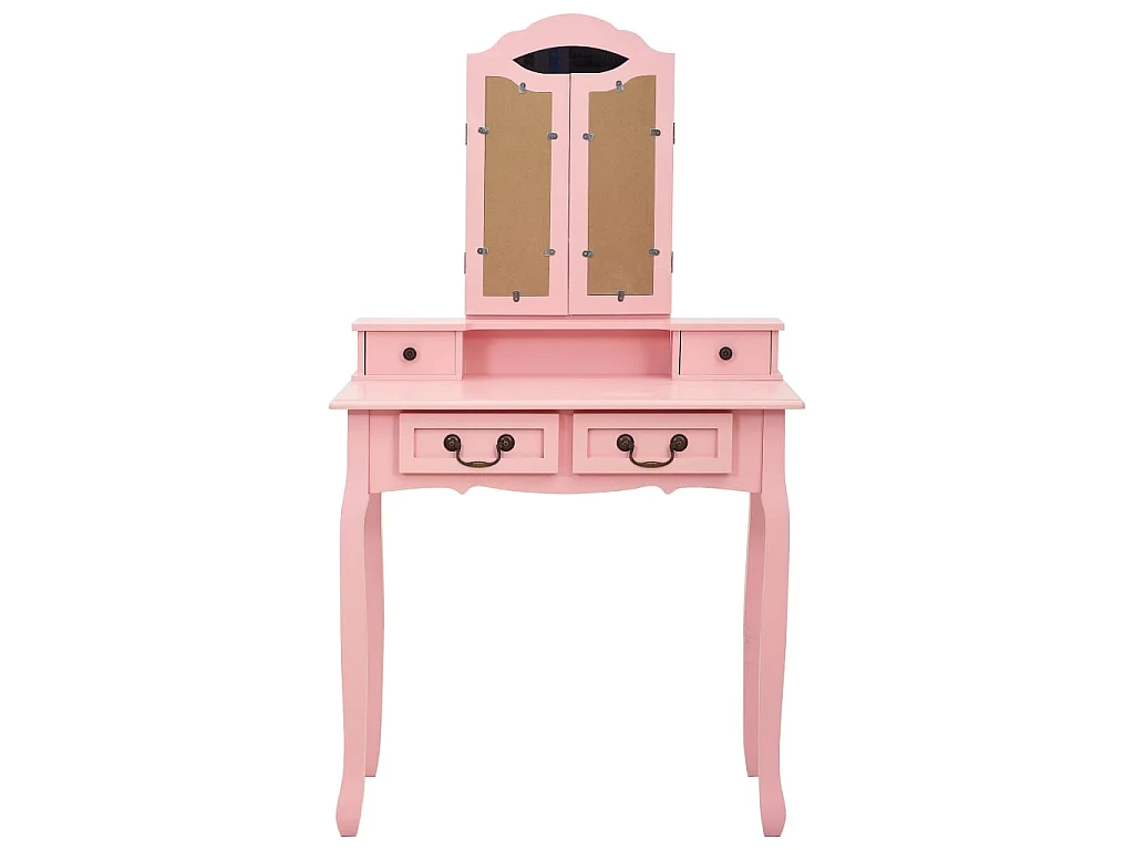 Tavolo da Trucco con Sgabello Rosa 80x69x141 cm Legno Paulownia