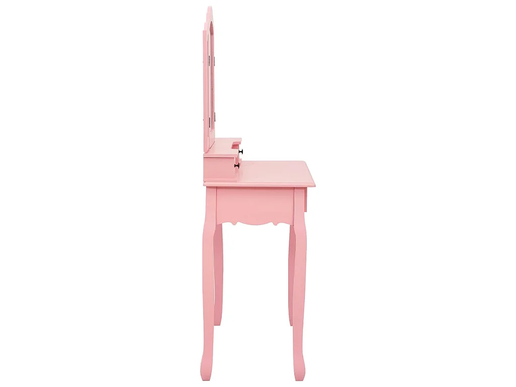 Tavolo da Trucco con Sgabello Rosa 80x69x141 cm Legno Paulownia