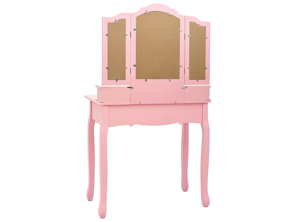 Tavolo da Trucco con Sgabello Rosa 80x69x141 cm Legno Paulownia