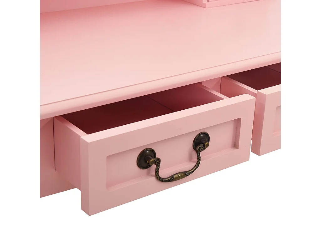 Tavolo da Trucco con Sgabello Rosa 80x69x141 cm Legno Paulownia