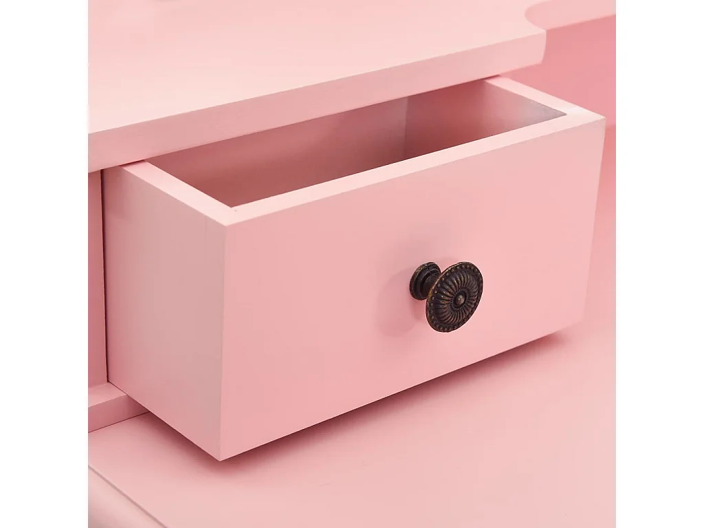 Tavolo da Trucco con Sgabello Rosa 80x69x141 cm Legno Paulownia
