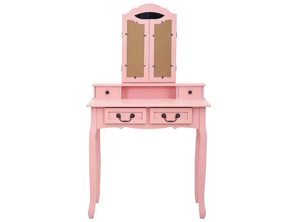 Tavolo da Trucco con Sgabello Rosa 80x69x141 cm Legno Paulownia