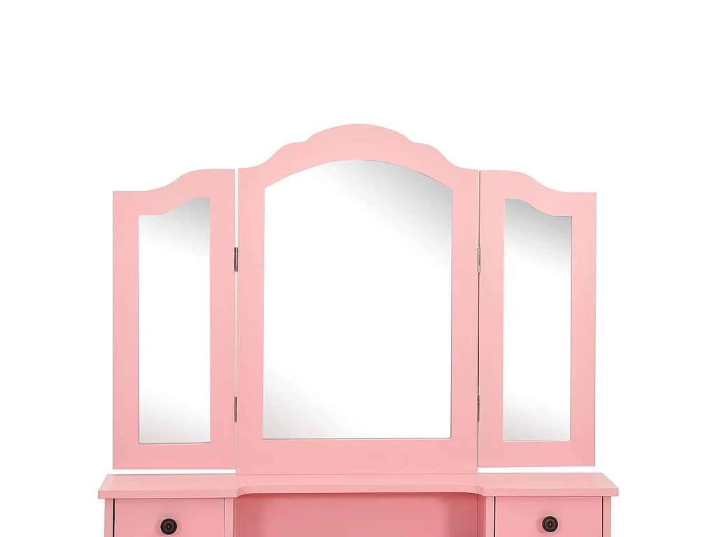 Tavolo da Trucco con Sgabello Rosa 80x69x141 cm Legno Paulownia