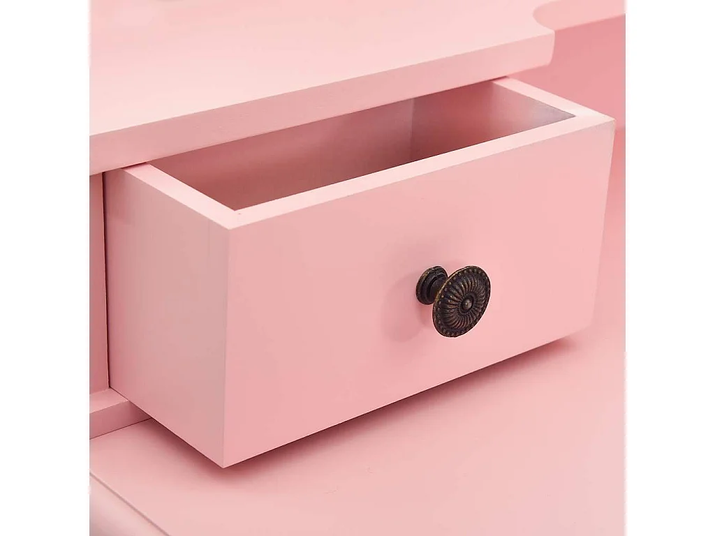 Tavolo da Trucco con Sgabello Rosa 80x69x141 cm Legno Paulownia