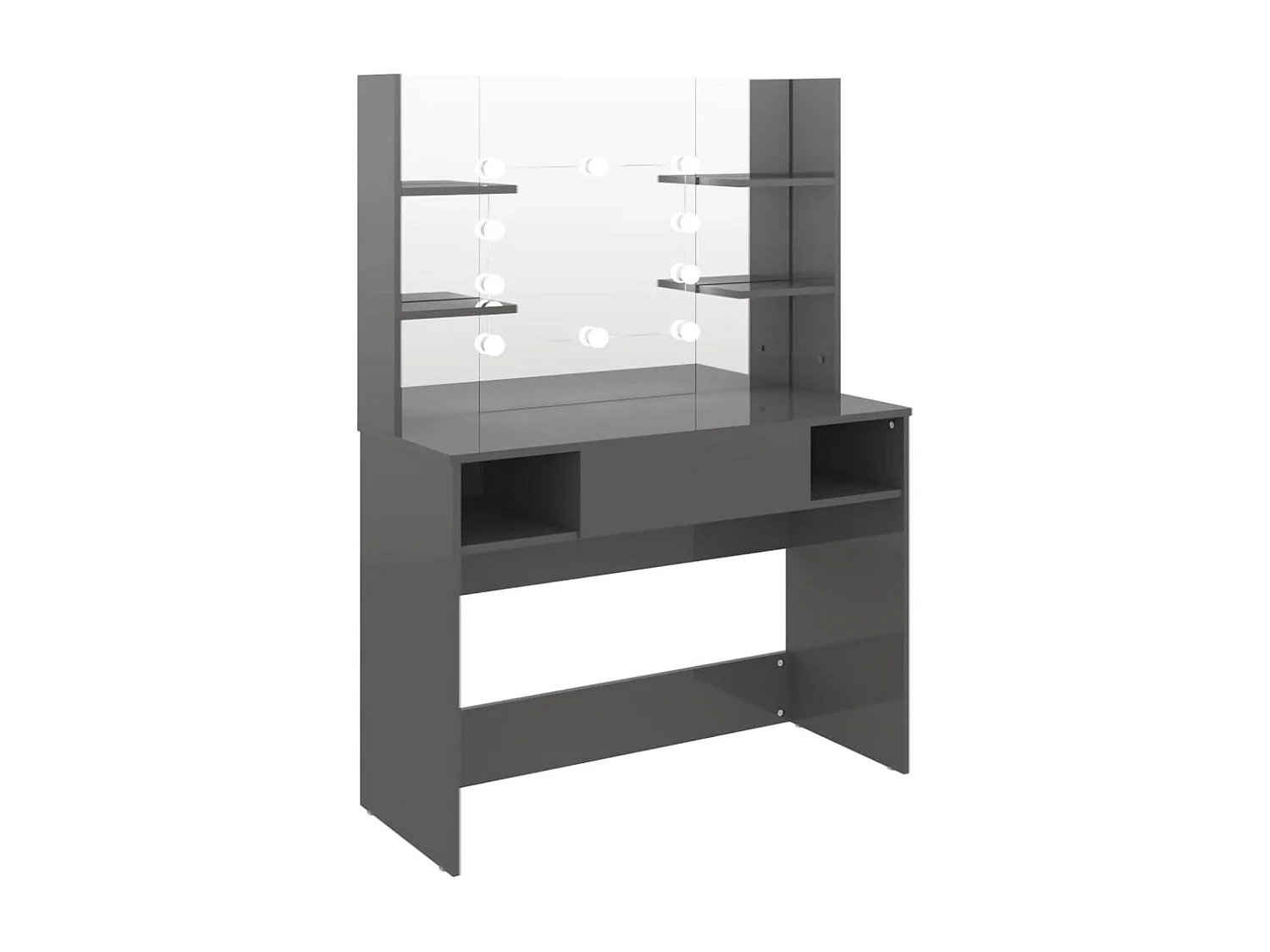 Schminktisch LED-Beleuchtung 100x40x135 cm MDF Glänzendes Grau