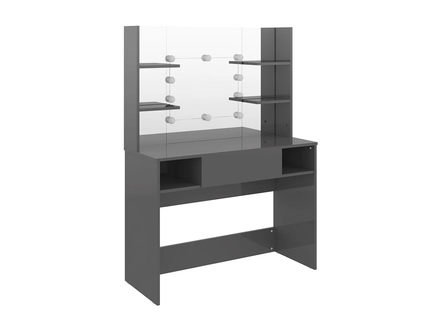 Toeletta con Luci LED 100x40x135 cm in MDF Grigio Lucido