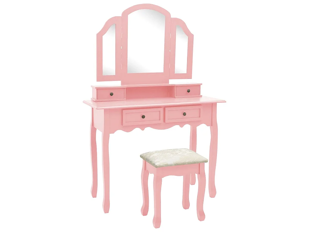 Ensemble de coiffeuse et tabouret Rose 100x40x146 cm Paulownia