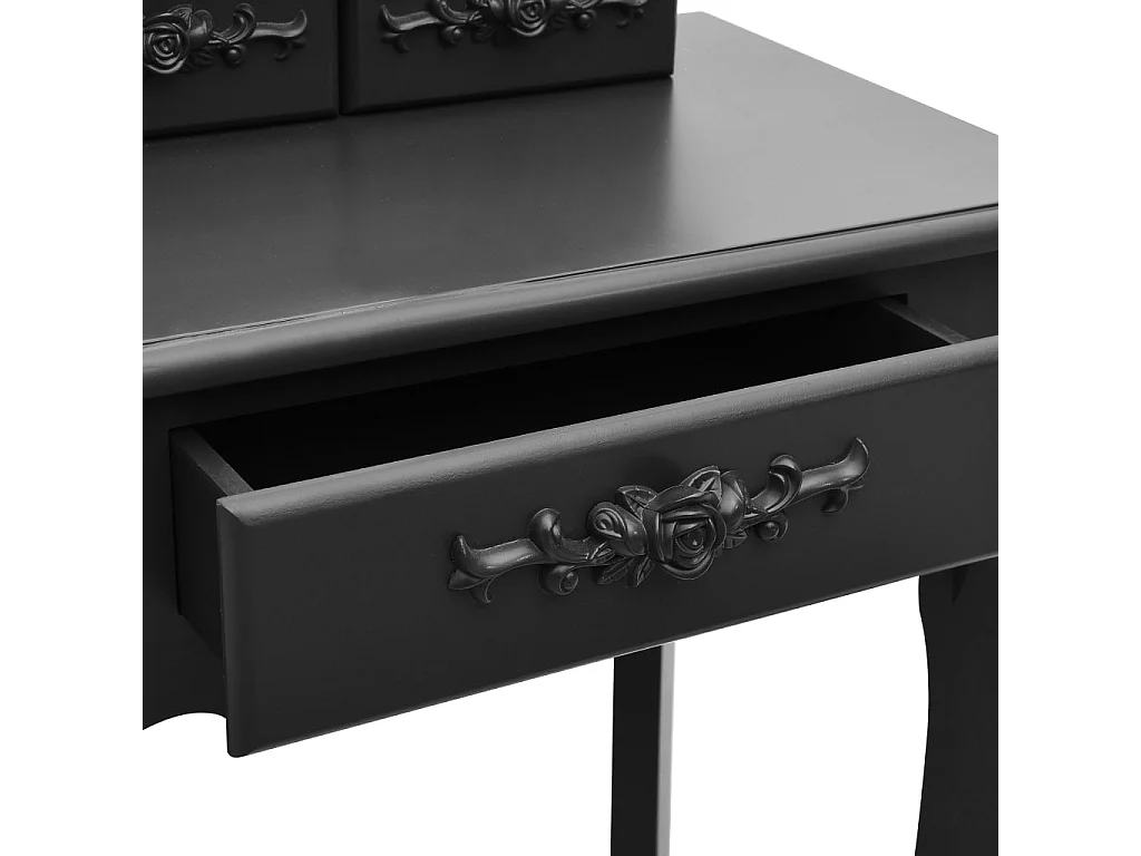 Conj. toucador com banco 50x59x136 cm madeira paulownia preto